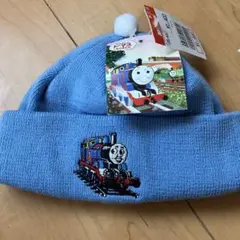 トーマス刺繍 水色帽子 フリーサイズ