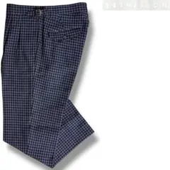 美品 エストネーション サイドアジャスター2プリーツスラックス 紺46