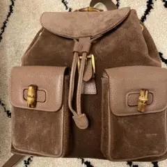 美品 グッチ バンブー リュック スエード