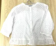 プードゥドゥ 可愛い白いレースブラウス 長袖 フリル美品