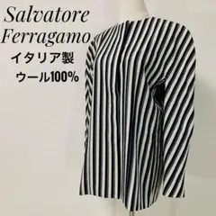 Salvatore Ferragamo イタリア製 ノーカラージャケット ウール