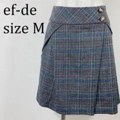 美品 エフデ ef-de チェック柄 スカート ヒザ上丈 9号 M【234】