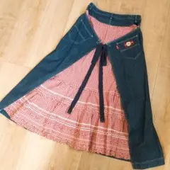 ピンクハウス赤チェックデニムスカート