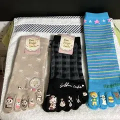 5本指ソックス　3足セット　ネコ　パンダ　アメリカ