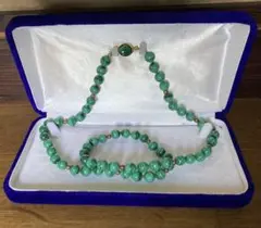 ネックレス ロング 天然石 グリーン 孔雀石 全長60cm