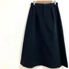 C2782 ニューバランス　ロングスカート（L）黒　Aライン　ウエストゴム