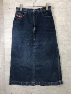 Y2K アメカジ 古着 赤ステッチ バックスリット デニム ロングスカート