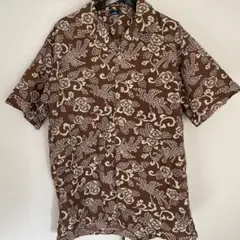 ハンテン シャツ 半袖 アロハシャツ 茶色