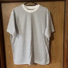 無印良品　ホワイトストライプ Tシャツ Lサイズ