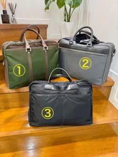 ② Samsonite グレー レザー ダブルコンパーメントバッグ 出張に便利