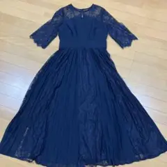 ロングドレス　結婚式　ネイビー レース