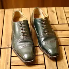 Bollini ボリーニ ストレートチップ ダークグリーン UK5.5 革靴