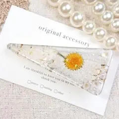 1582＊ハンドメイド♡押し花のヘアクリップ　ホワイト　ノースポール