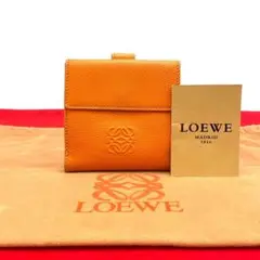 ほぼ未使用 ロエベ アナグラム レザー Wホック 二つ折り 財布 折り財布
