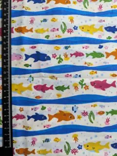 生地　さめ　お魚　ボーダー 約105cmx48cm
