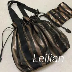 【美品】レリアン　メッシュトートバッグ　ストライプ　ハンドバッグ　ポーチ付き