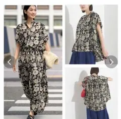 新品 花柄 コットンボイル インド綿 ブラウス シャツ 北欧 ミナ 鹿児島 睦