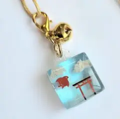 【 根付 神社 】手のひら神社①　青空 レジン アンブレラマーカー 京都 お土産