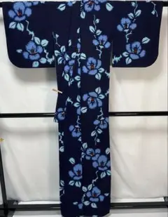 ※C378綿　浴衣　椿　美品　着物