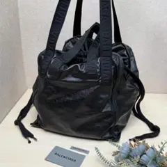 バレンシアガ カーゴトートバッグ ミディアム ブラック レザー 2way