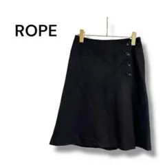 【ロペ】フレア　スカート　膝丈　ボタン　シンプル　可愛い　大人　ブラック　7