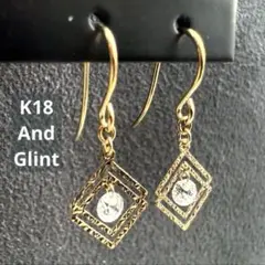 And Glint【K18YG】スクエアレーザーホールピアス