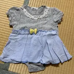 べべ　レース襟リボン付きロンパース 80