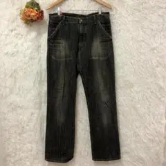 ★ブルーウェイ★ワイド ストレートデニム 【LL】 コットン ウォッシュ加工