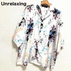Unrelaxing ☆開襟アロハシャツ☆花柄オーバーサイズ半袖シャツ☆メンズ