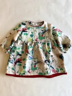 古着リメイクボタニカルワンピース80サイズ