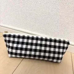 【ハンドメイド】No.63 ペンケース/マチ付き/ギンガムチェック