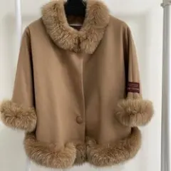 BALMAIN カシミア100% フォックスファー ポンチョ