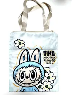 LABUBU トートバッグ ラブブ キャラクター柄 ファスナー付き