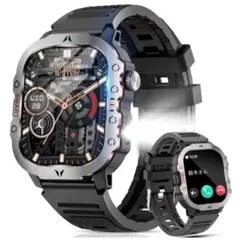 軍用規格 2.0インチ大画面 スマートウォッチ Bluetooth5.3通話機能