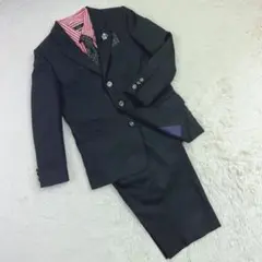 【美品】ヒロミチナカノ 130 男の子 セットアップ 黒 ストライプ 4点