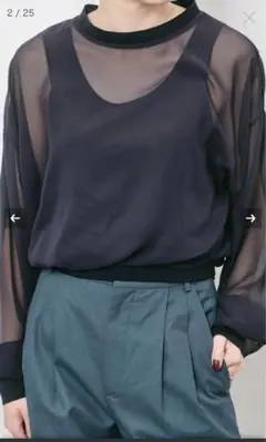 L'Appartement Sheer Blouse ネイビー　アパルトモン