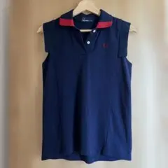 【美品】FRED PERRY ノースリーブポロシャツ 10 ネイビー/レッド