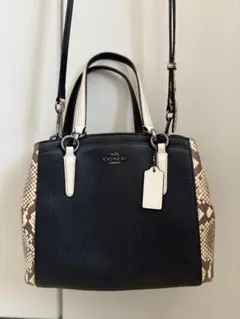 COACH ショルダーバッグ 2way パイソン柄 レザー ブラック