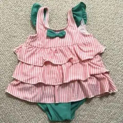 水着　女の子　ニコリト　80 ピンク　ストライプ