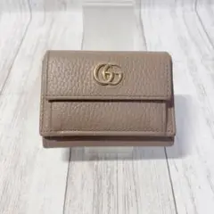 【美品】グッチ 三つ折り財布 プチ マーモント カードケースウォレット