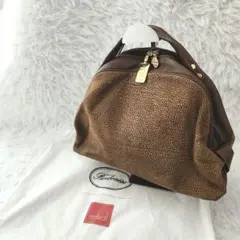 【美品】BORBONESE　ボルボネーゼ　ハンドバッグ　国産レザー　ダブルジップ