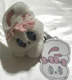 韓国　エスターバニー ぬいぐるみキーホルダー 横 白　クリームバニー