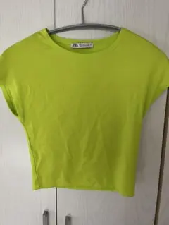 ZARA 蛍光グリーン 半袖Tシャツ Mサイズ