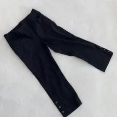 スートセゾ パンツ ブラック 七分丈 コットン混 裾ボタン付き 40