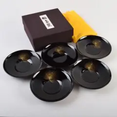 未使用 懐石道具 輪島塗 大向高洲堂造 木製 小判形 盆 膳 5客揃 刻印 共箱 懐石道具 輪島塗 大向高洲堂造 木製 小判形 盆 膳 5客揃 刻印 栞