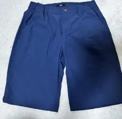 ネイビー ショートパンツ ウエストボタン付き