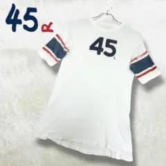 45rpm ロゴ入り Tシャツ コットン 白 セイル ゼッケンプリント