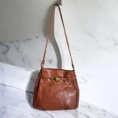ブラウン レザー ショルダーバッグ