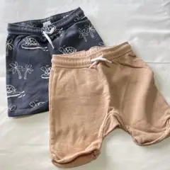 H&M カメとヤシの木プリントボトムス2枚セット 90