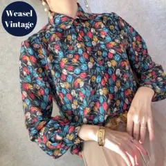 vintage ヴィンテージ レトロ古着 花柄シアーシャツ ブラウス 長袖 総柄